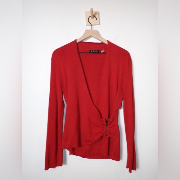 Zozo Women’s Copper Faux Wrap Zipper Detail Copper Sweater size L - Picture 1 of 7